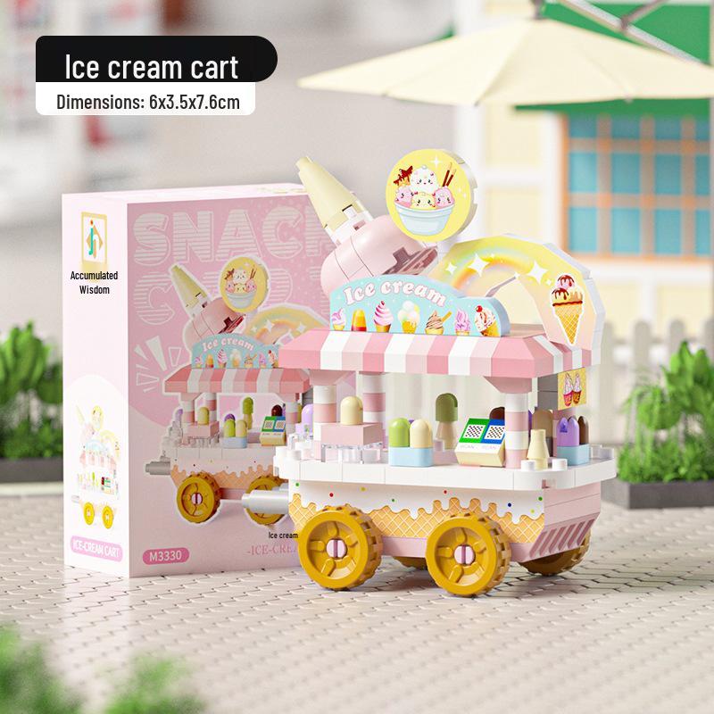 City Food Street Stall Model Building Blocks - Holiday Gift Toy