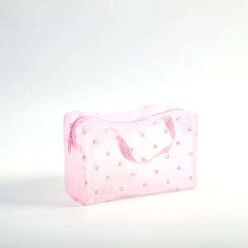 1 Pc PVC Transparent Cosmetic Bag Clear Makeup Bag for Women Girl Waterproof Zipper Beauty Case Travel Toiletry Bags Handbag