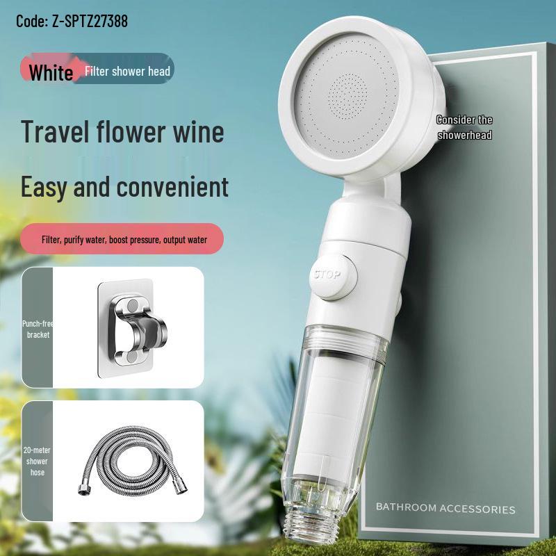Portable Handheld Shower Head with Filter for Travel and Hotel Use