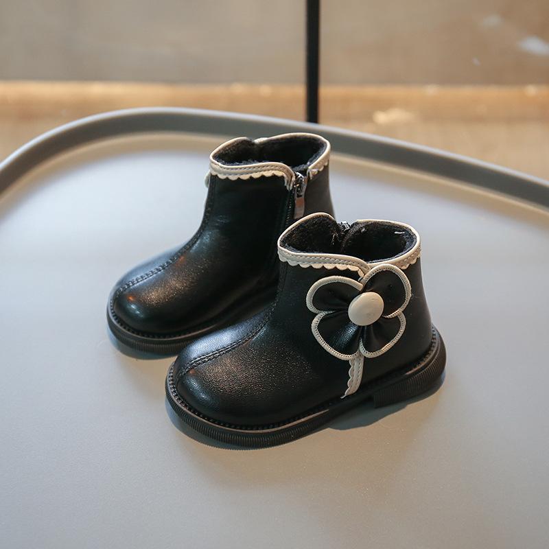 Girls' Velvet Cotton Boots Autumn and Winter Children's Warm Short Boots Girls Boots