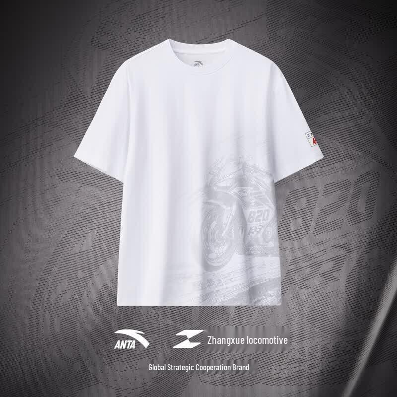 Anta X Zhang Xue Motorcycle Collaboration Unisex Graphic Knit T-Shirt
