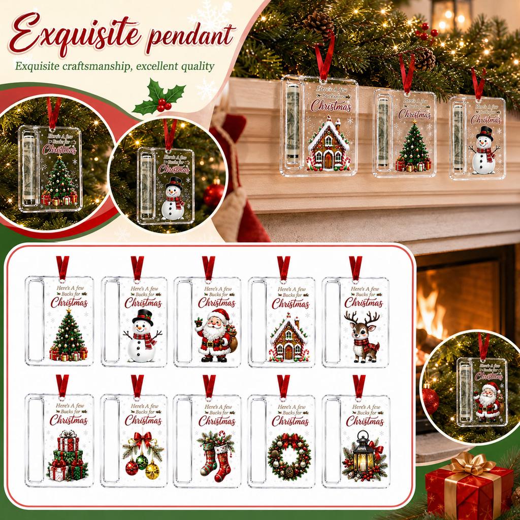 2D Acrylic Christmas Clip Ornament Holder Hanging Pendant Set