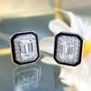 Chic Geometric Square Stud Earrings for Women Elegant Black Border and Sparkling Stone Earrings for Daily and Formal Occasions