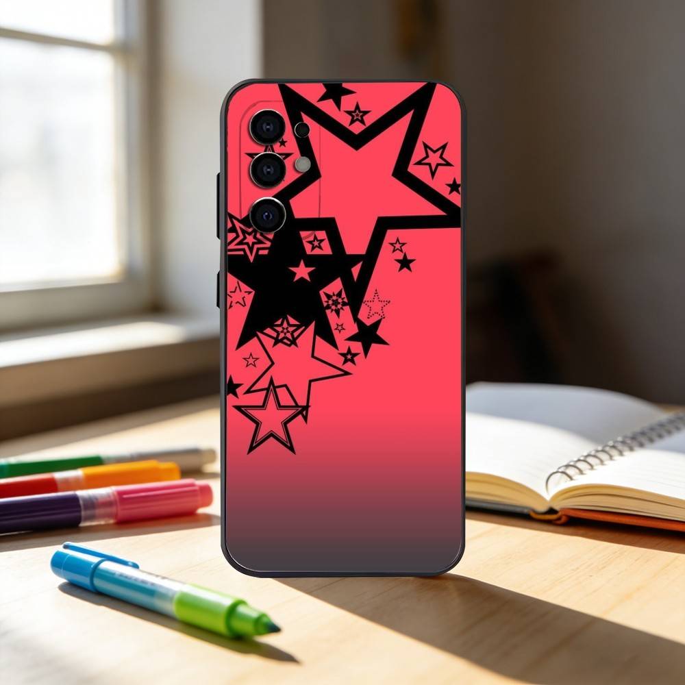 F-five-pointed star Phone Case For Samsung S25,S24,S21,S22,S23,S30,Ultra,S20,Plus,Fe,Note,10,9,5G Black Cover