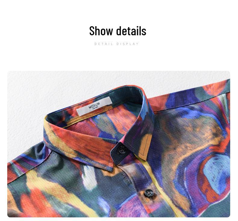Men's Trendy Design Print Short Sleeve Beach Shirt - Comfortable, Breathable, Youth Casual Style