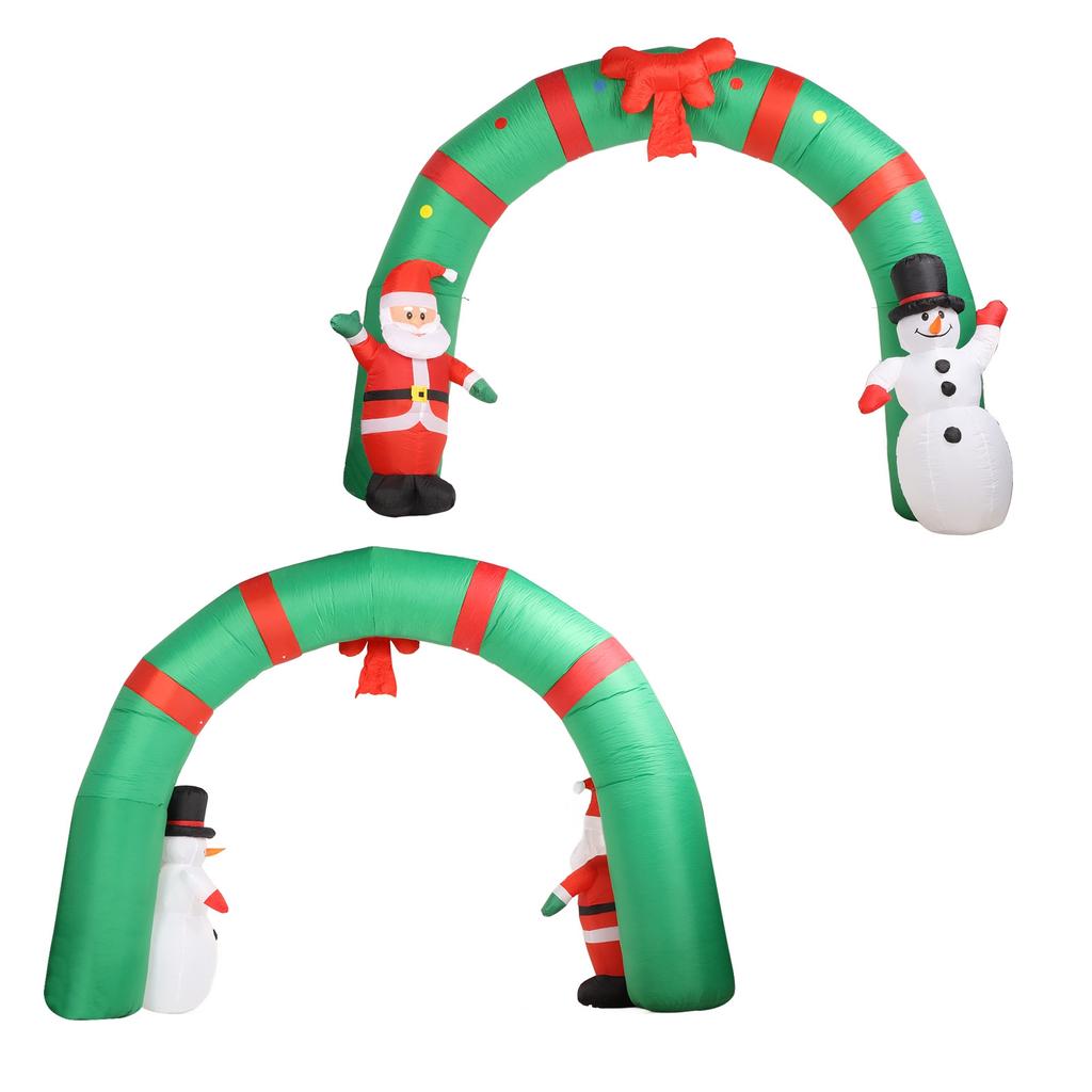 LED-beleuchteter aufblasbarer Weihnachts-Torbogen mit Weihnachtsmann und Schneemann für Außendekorationen für Terrasse und Garten