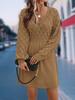 Scale Pattern 3D Knitted Dress New V-Neck Beach Dress A-Line Long Sleeve Dress