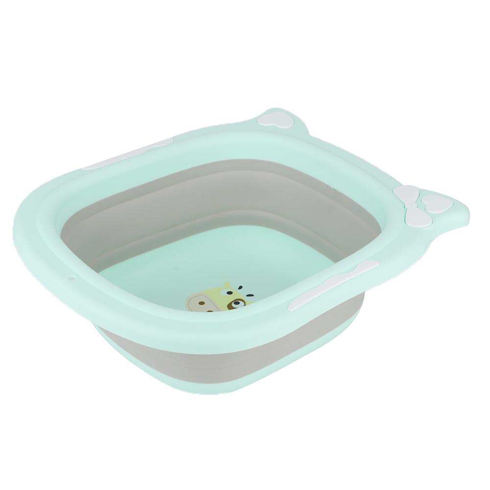 Folding Washbasin Baby Ass Washing Basin Cartoon Face Foot Washbasin for Baby InfantsGreen