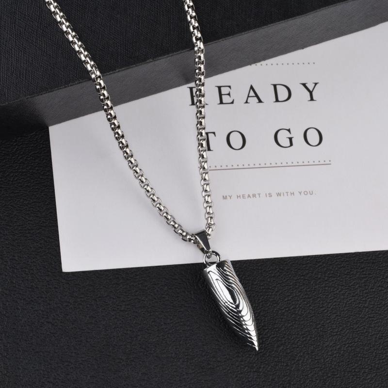

Titanium Steel Necklace - Unique, Retro and Powerful Pendant in Alloy Bullet Shape. 60cm