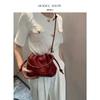New leather drawstring lucky bag fashion trend pleated cloud bag small cute messenger bag celebrity bucket bag