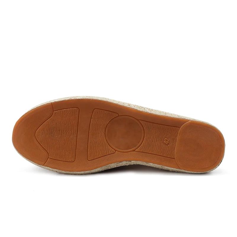 Legere Espadrilles für Herren Hanf-Canvas Flach Übergröße Fischer Fahrerschuhe Damen Nähen Flachs Schuhe Slip-on Loafer