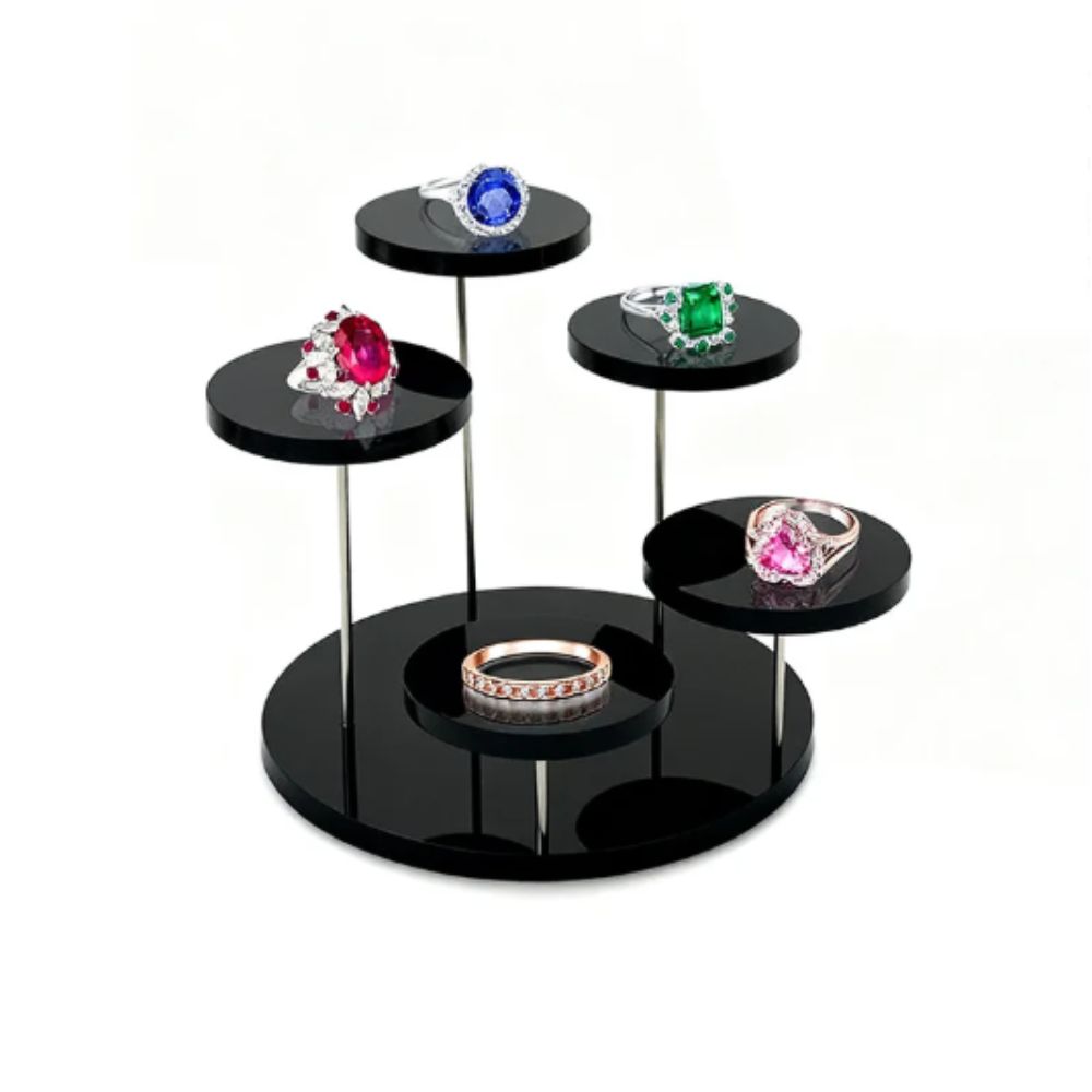 Bílý Černý Akrylový Stojan 3-Patrový Multifunkční Stojan na Šperky Náramek