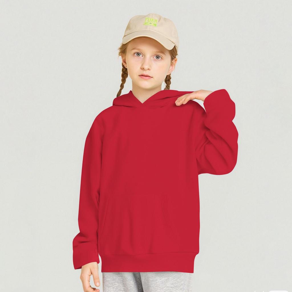 Kids Hooded Pullover Sweatshirt - Color Loose Fit Casual Top for Boys and Girls