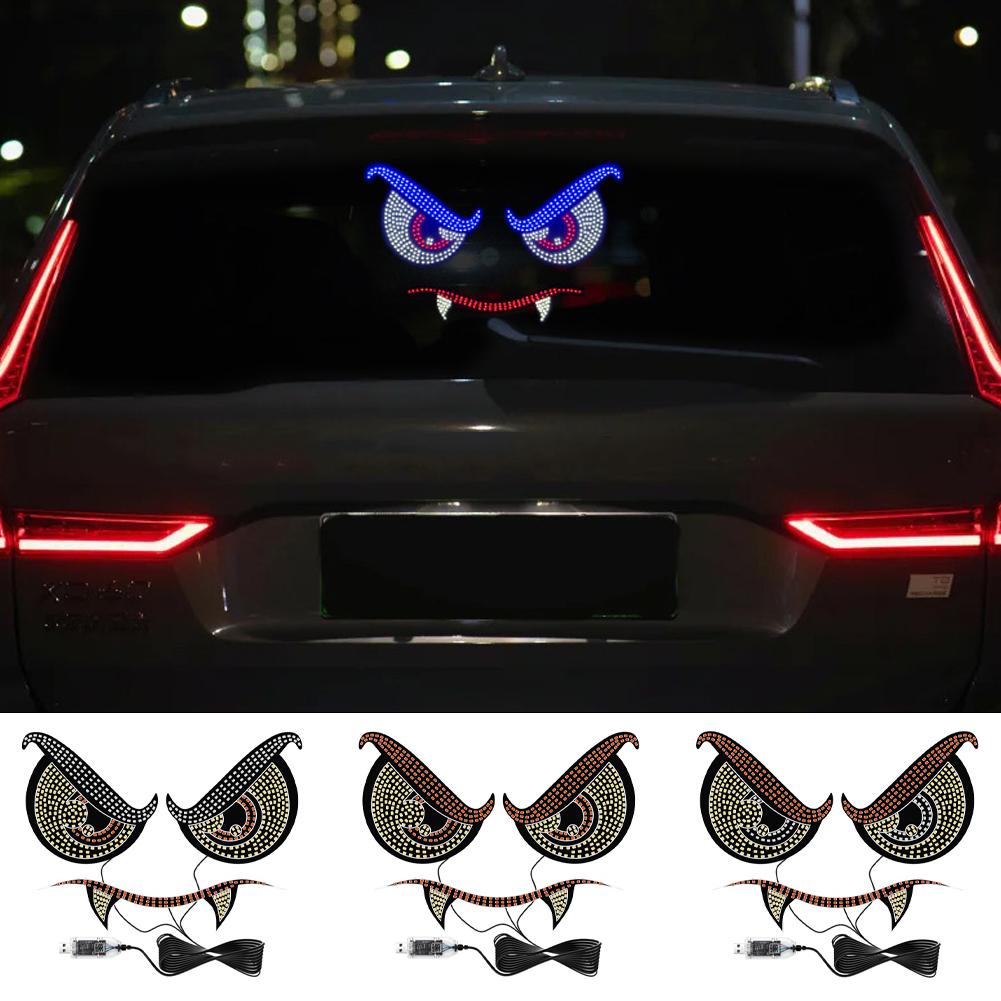 11 Mode Devil's Eye Car Rear Window LED Decorative Light Warning Light Devil Eye Atmosphere Light Auto Decoration Accessories