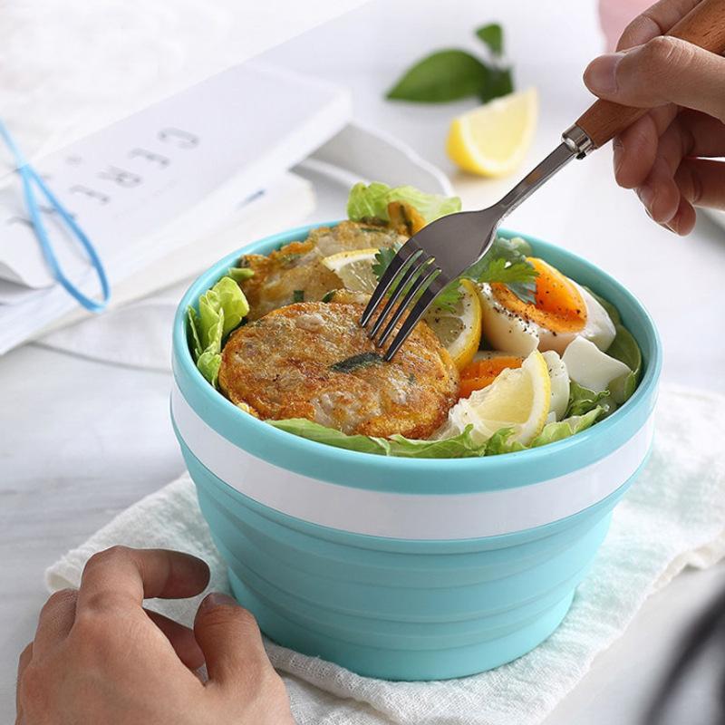 New Design Eco-Friendly BPA Free Handmade Silicone Foldable Collapsible Bowl Dinnerware Drinkware for Camping