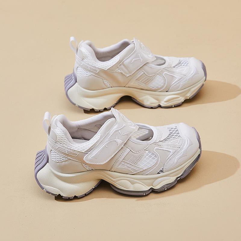 Yellow Daddy Shoes Women's Summer New Small Hollow Velcro Light Mouth Mary Jane Sneakers