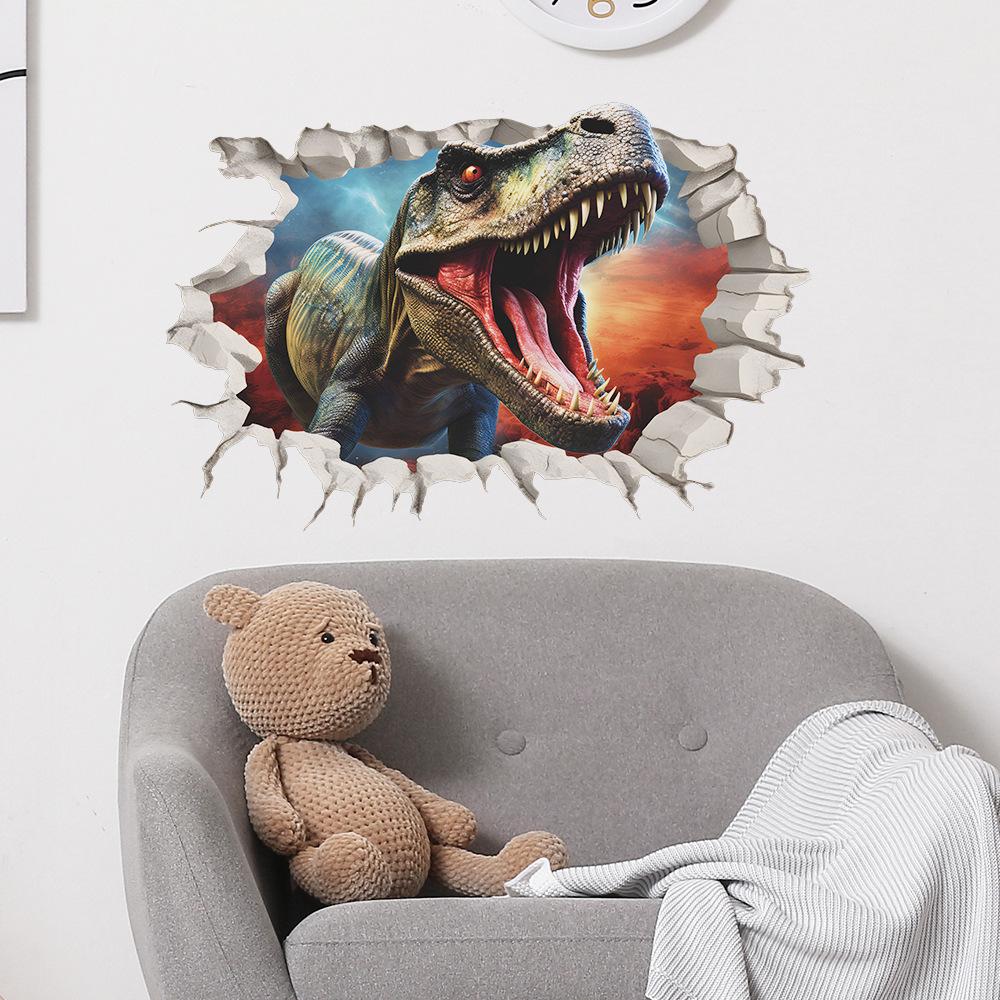 Hole Dinosaur Children's Bedroom Home Wall Beautification Wall Stickers Self-adhesive Can Be Removed