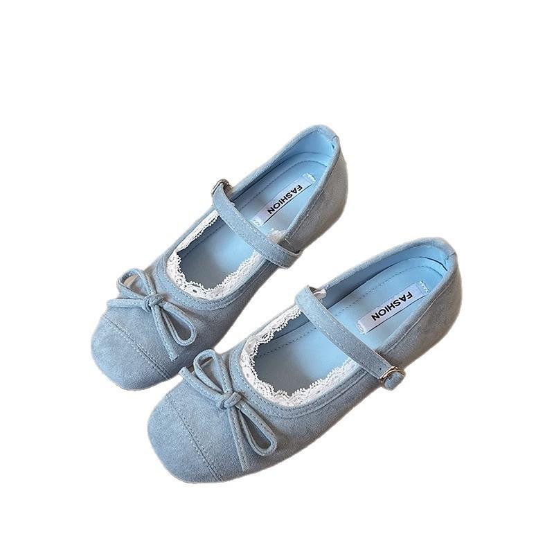 French Ballet Gentle Fairy Style Versatile Spring and Summer Soft Sole Retro Mary Jane Shallow Mouth Single Shoes Inner Height Increase Comfortable Sh
