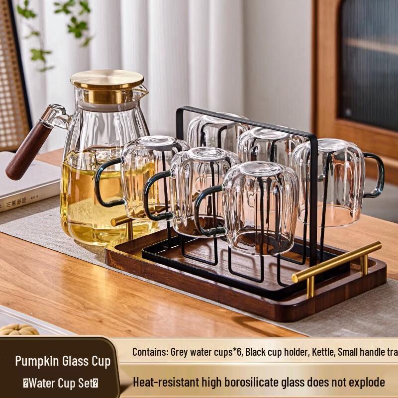 Qinji Borosilicate Glass Drinking Cup Set with Handle