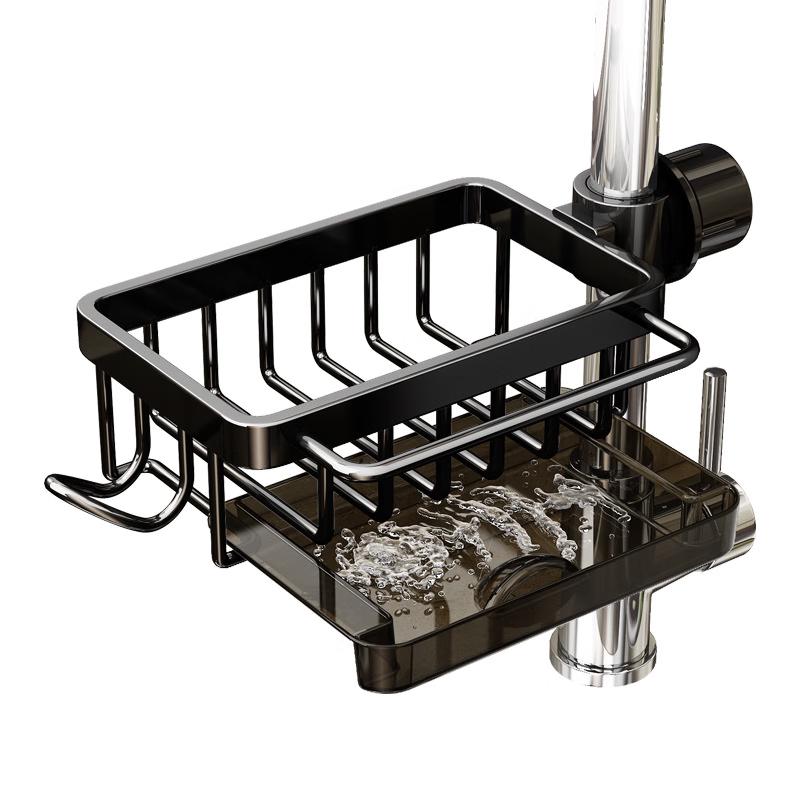 Weipelo Upgraded Black Kitchen Faucet Storage Rack with Drain Trays