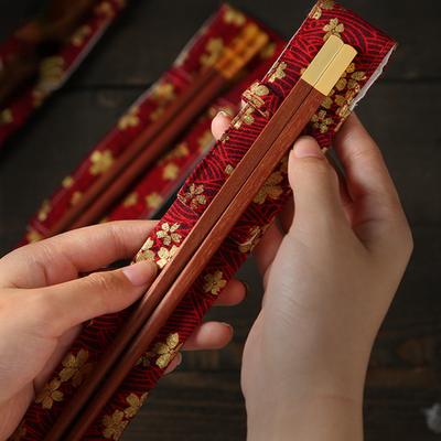 Hühnerflügelholz Essstäbchen für den Heimgebrauch Hotel Hochwertiges Massivholz Essstäbchen-Set Metallkopf Lacklose Wachsfreie Essstäbchen