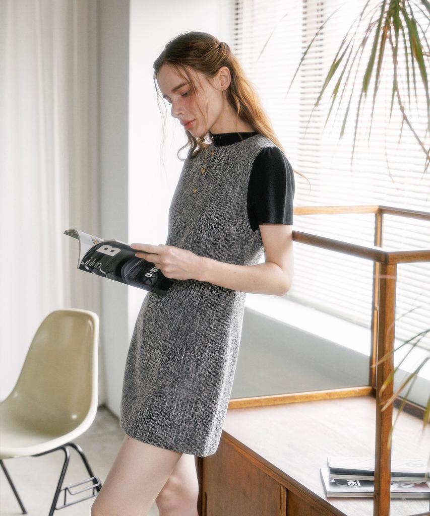 HYFVE Melange Tweed Sleeveless Dress