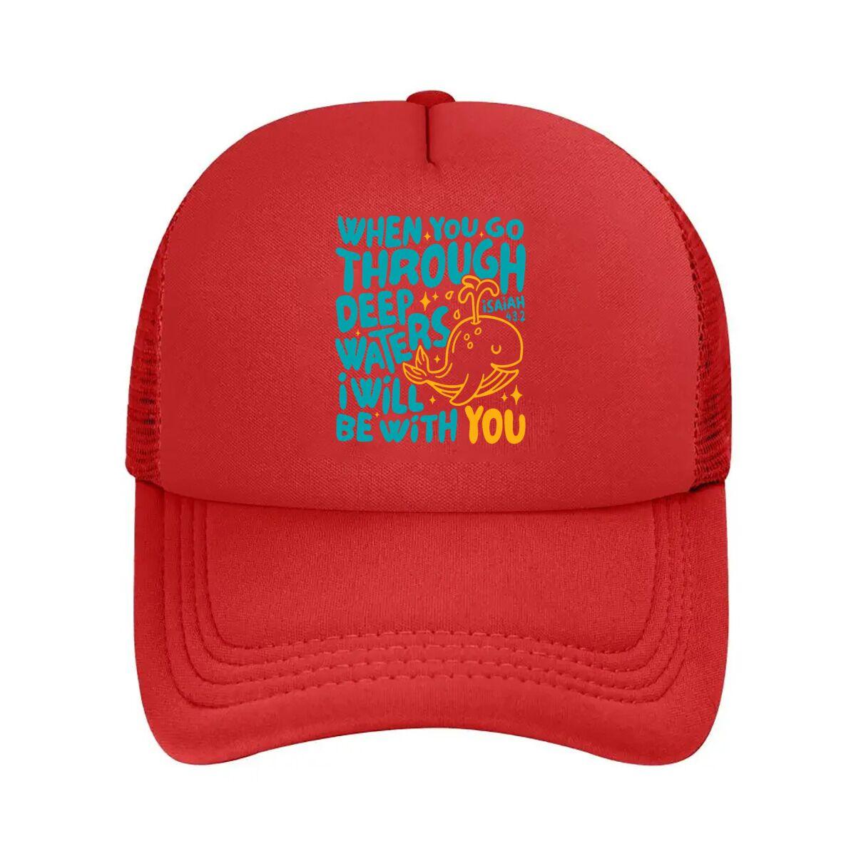 When You Go Through Deep Waters I Will Be With You Isaiah   Whale Mesh Baseball Cap Casual Hat Outdoor One Size