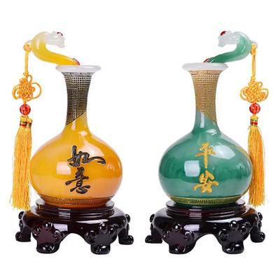 New Resin Peace Ruyi Vase Decoration Lucky Gift Living Room Study Office Desktop Decoration Decoration Opening Christmas Gift