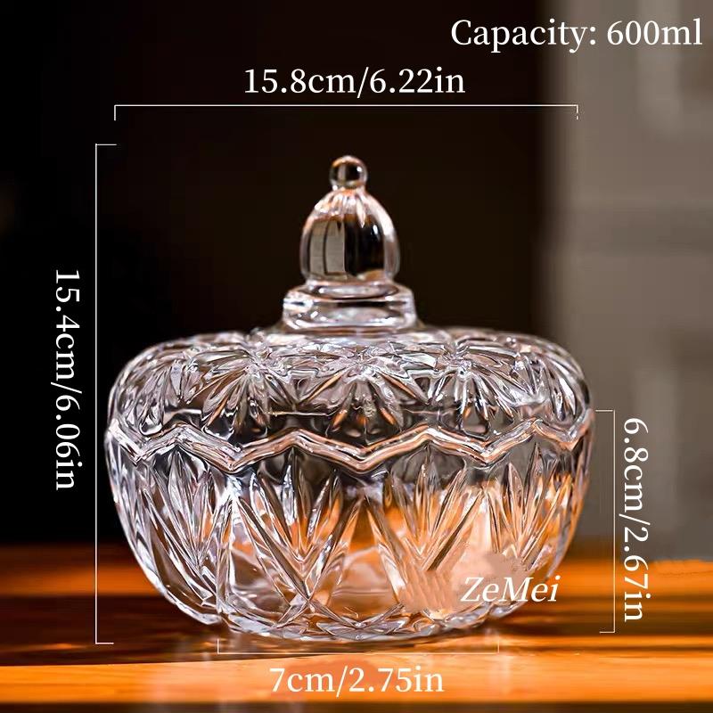 European-Style Colored Glass Storage Jar,Coffee Sugar Jars & Jewelry Boxes Organizer Glass With Lid Candy Container Decoration