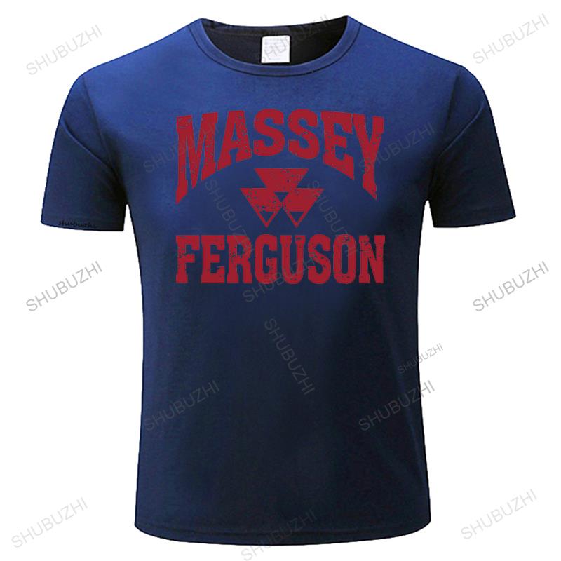 Heren mode T-shirt Massey Ferguson Grijs Verweerd Logo T-shirt Ronde Hals Katoen Basis Kort Gebreide Top Kleding vrouwen