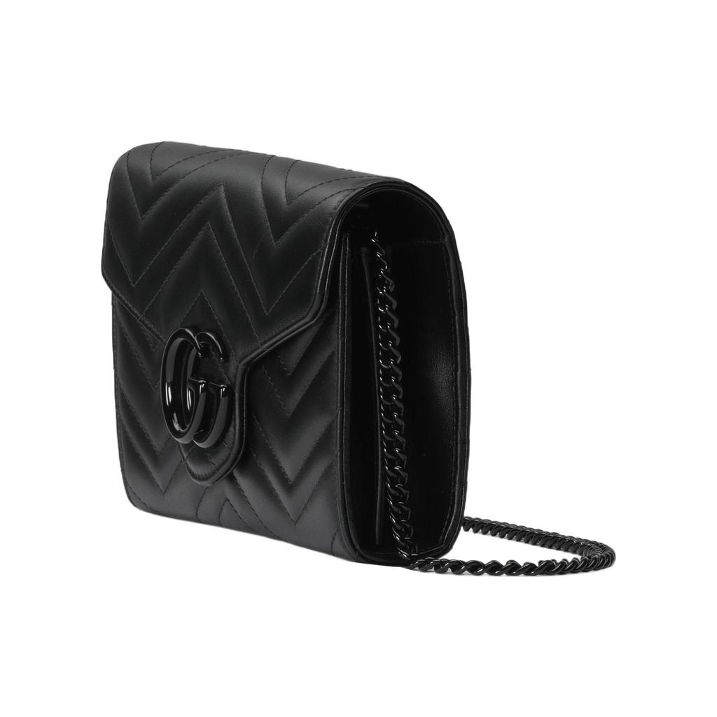 GUCCI GG Marmont Leather Shoulder Bag, Crossbody Bag Mini Womens Black