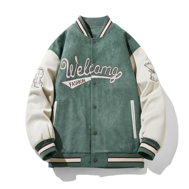 

Весенне-осенний модный тренд: универсальная вышитая буква, подходящая по цвету замшевая куртка-стойка, бейсбольная форма 5XL