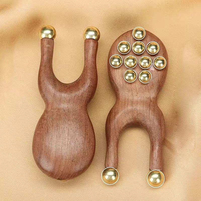 Ahşap Burun Guasha Masaj Aleti Pirinç Boncuklu El Tipi Tarak Antistatik Yüz Burun Göz Rahatlama Noktası Meridyenler Akupunktur Noktası İçin