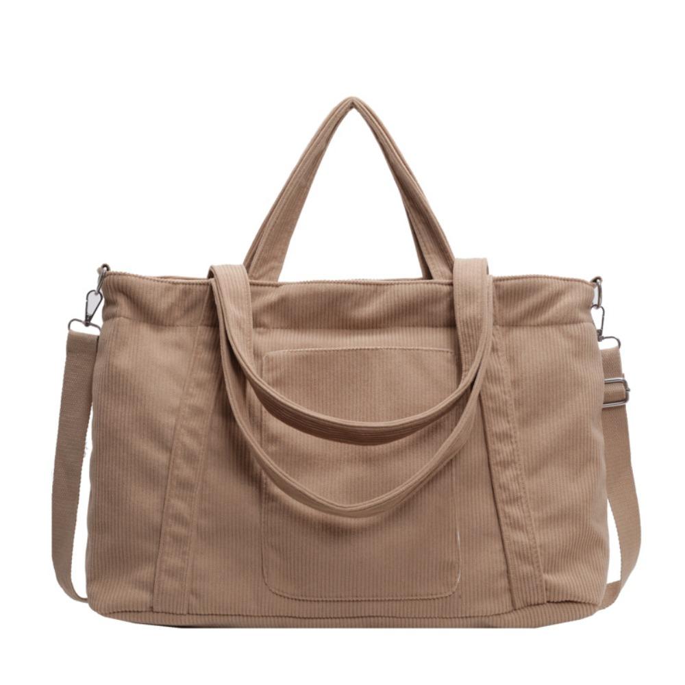 Solid Color Corduroy Shoulder Bag Large Capacity Crossbody Bag Canvas Tote Bag  All-match
