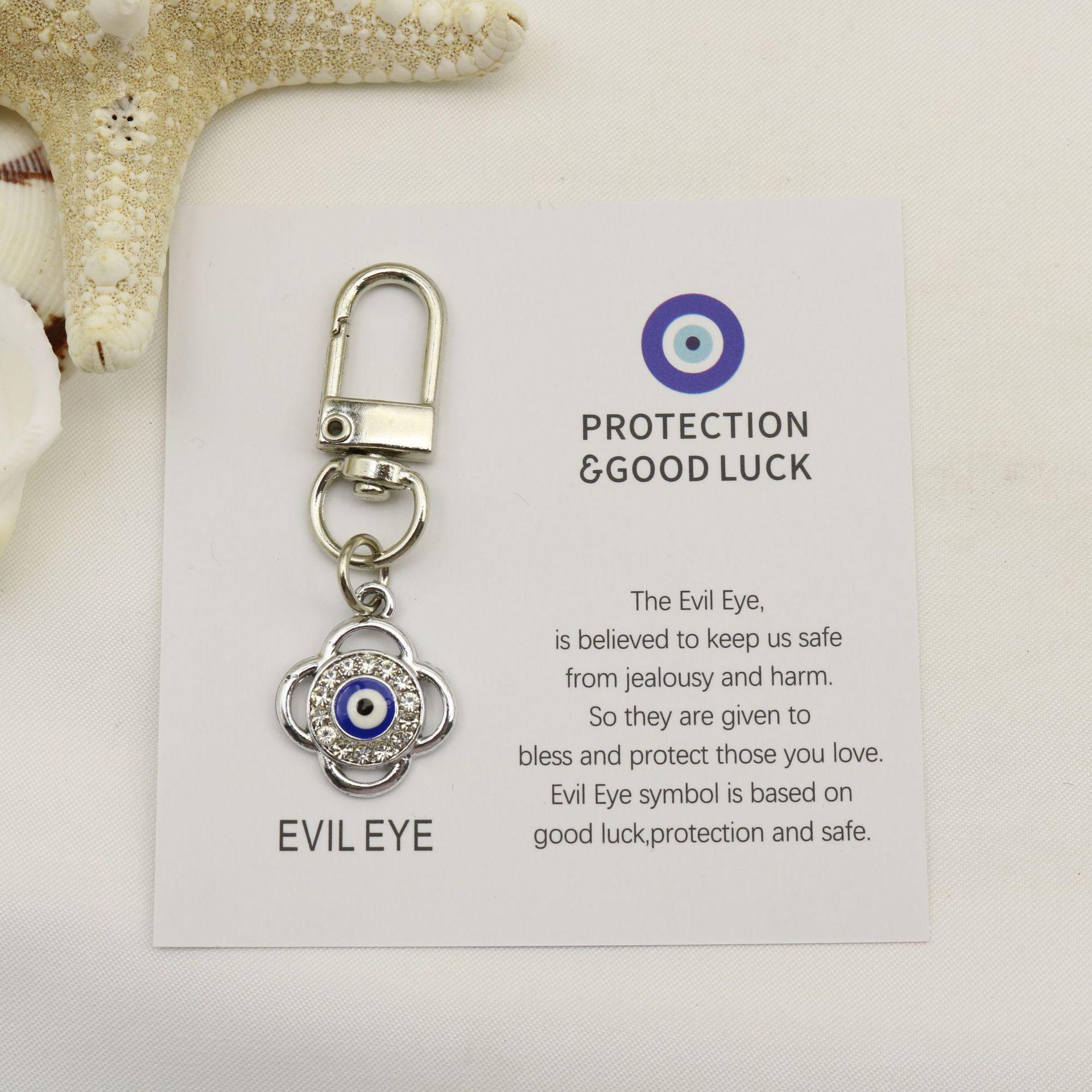 Blue Evil Eye Keychain Pendant with Good Luck Card