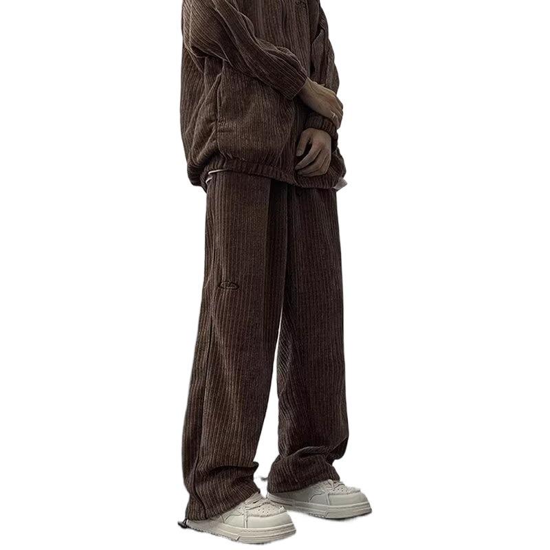 Herren Herbst/Winter Kord Braun Trainingsanzug Hoodie Jacke - Lässig, Vielseitig, Trendiger Grenzüberschreitender Amerikanischer Stil