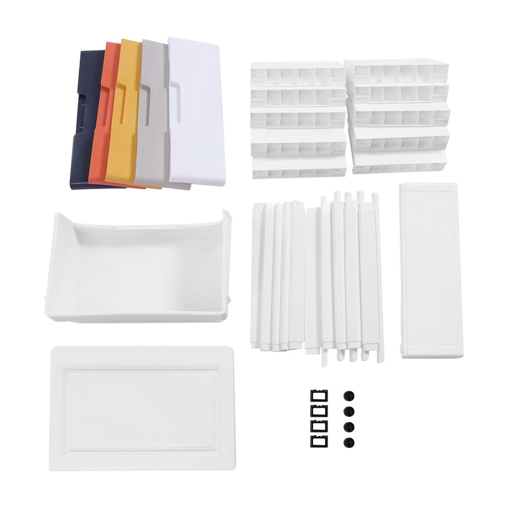 5-Drawer Storage Cabinet Organizer, PP Plastic Rolling Dresser with Wheels for Home Office, Large Capacity Vertical Shelves