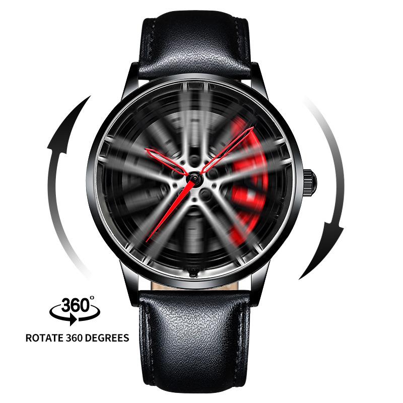 SVJ Genuine Car Wheel Hub Men's Watch Three-dimensional Brake Hollow Personality Dial Sports Car Modified Black Technology Waterproof