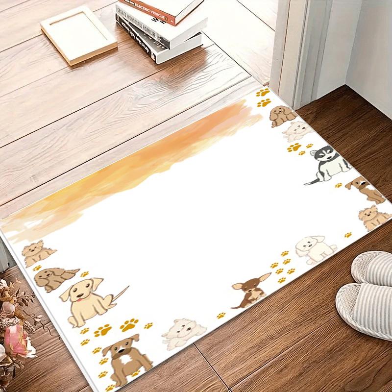 Puppy Kids Room Rug Non-Slip Washable Carpet for Playroom Cute Puppy Border Design Floor Mat Home Decor Rugs for Bedroom Gift