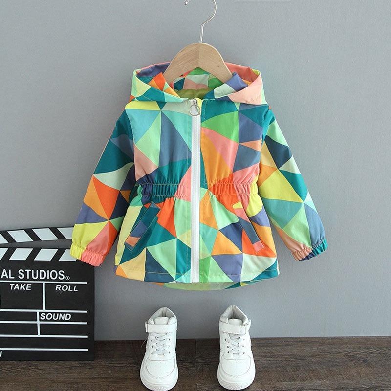 Girls Jacket Spring  Hooded Zipper Baby Windbreaker Coat Birthday Gifts Children's Clothing