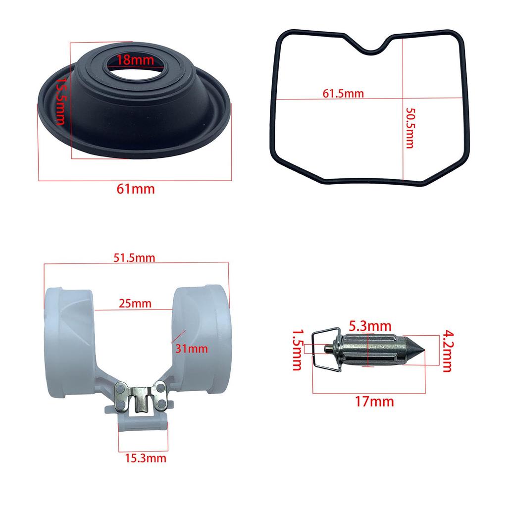 LandTank Zephyr 400 Repair Kit, Carburetor Repair, Jet Diaphragm, Diaphragm, Vacuum, Custom, Outside Product (Set of 4)
