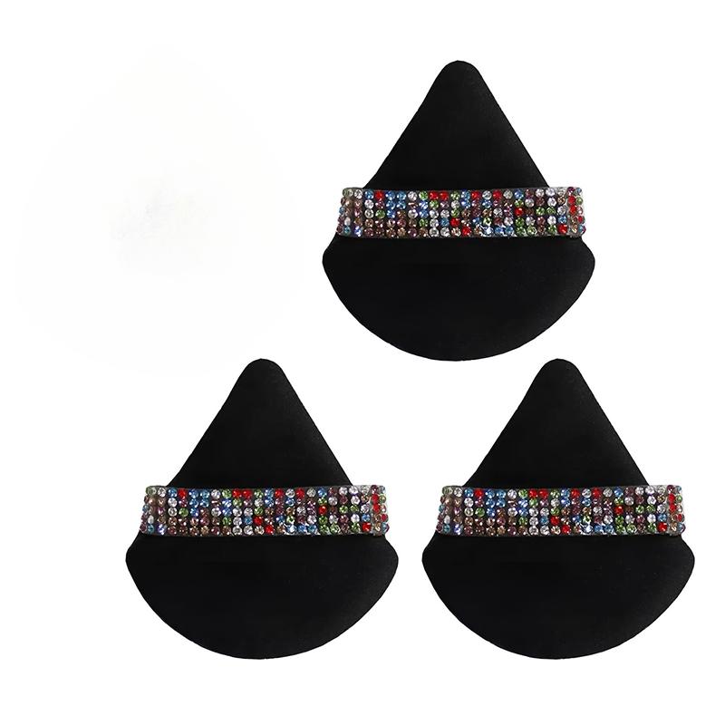 

3Pcs Triangle Powder Puff Face Diamond Ribbon Soft Makeup Tool Sponge Velvet Soft Smooth Facial Beauty Makeup Sponge Accessories
