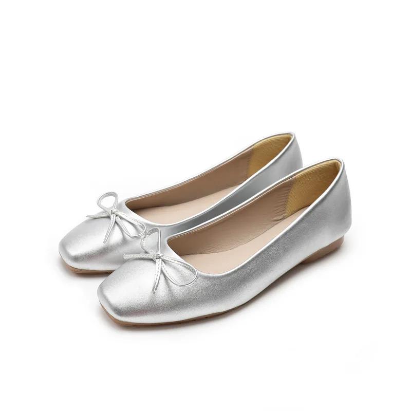 Módní ploché boty Dámské baleríny Kulatá špička Mašle Nazouvací Balerínky Ležérní mokasíny Dámské ležérní ploché boty 2025