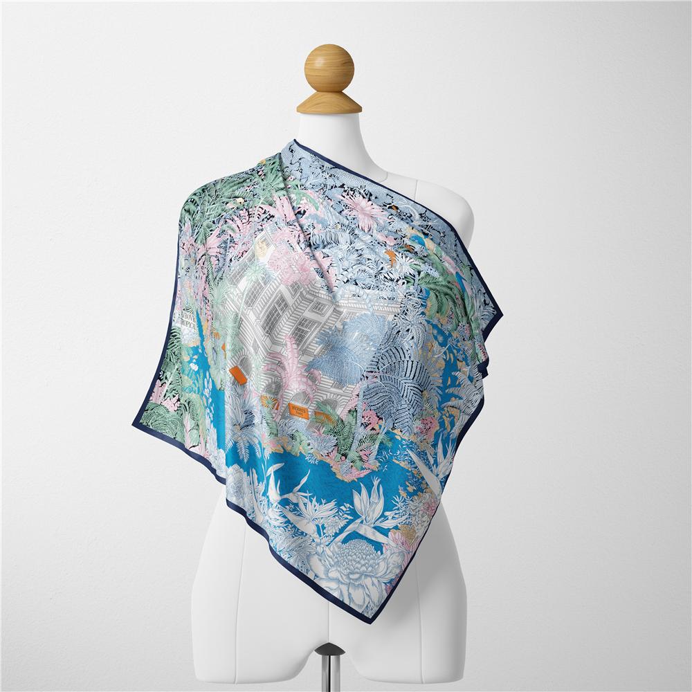 Twill Silk Scarf Woman Jungle City Print Square Scarves Wraps Bandana Small Hijab Foulards Lady Tie Headband Neckerchief 53CM