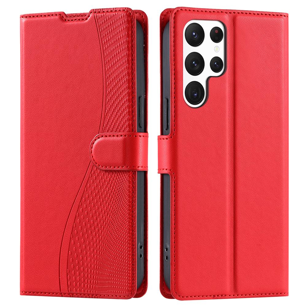 For Samsung Galaxy S23 Ultra Case Dots Imprinted PU Leather Flip Phone Cover with Card Slot, Strap