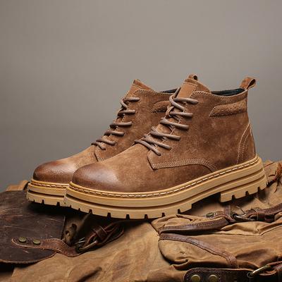 Herren Winterstiefel Leder Martin Stiefel Herren Britische High-Top Schuhe Tooling Stiefel Trendige Dicksohlen Outdoor Lederstiefel