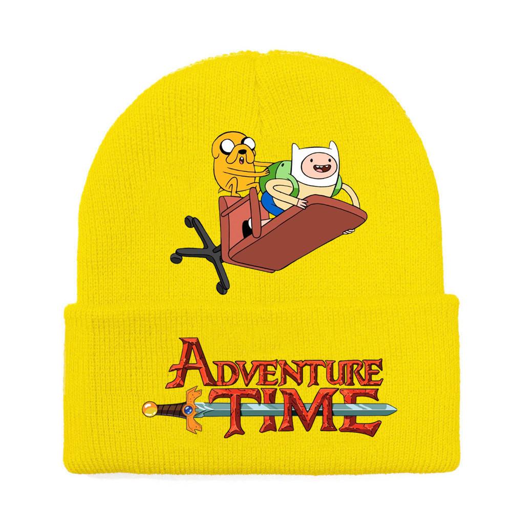 Adventure Time Cartoon Print Acrylic Knit Hat Winter Warm Unisex Beanie For Adults Teens