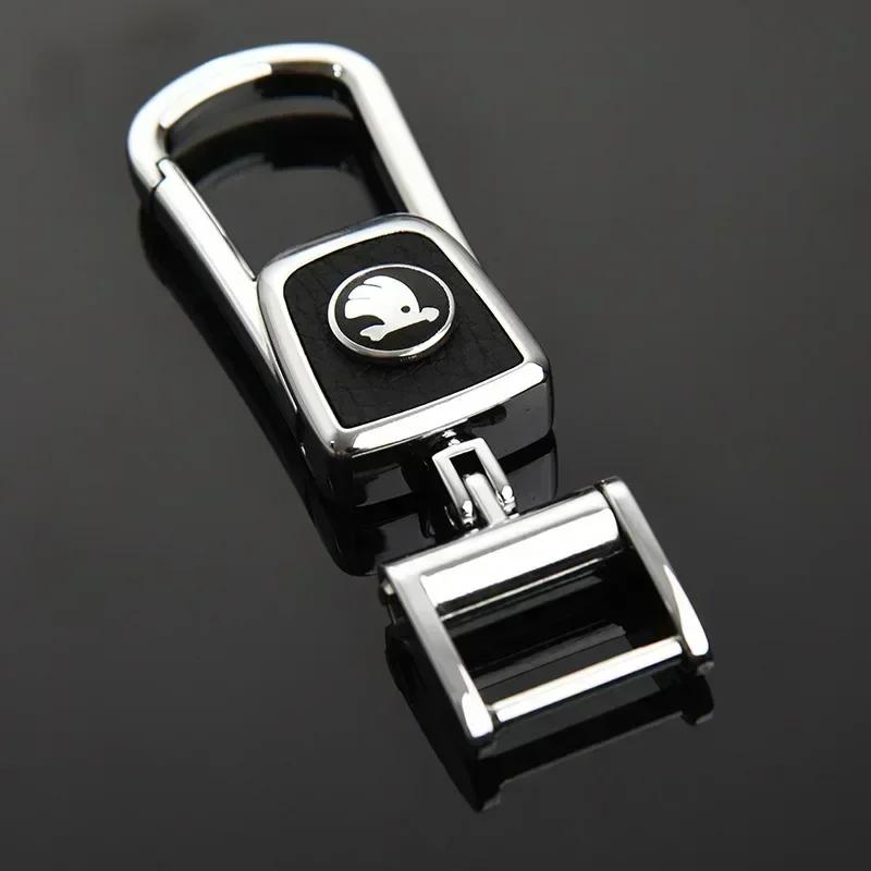CAPR9 Car Logo Keychain Keyring for Skoda Fabia Superb 2 Kodiak Octavia A7 A4 Rapid Spaceback Kodiaq 1 Yeti Karoq Kamiq Key Ring Chain