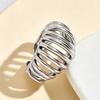 High-End Adjustable Stainless Steel Geometric Hollow Ring for Women