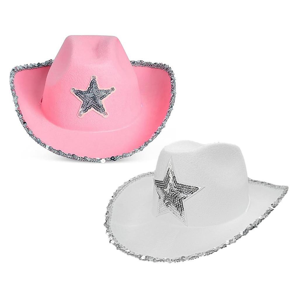 Funny Party Hats Cowgirl Hat Glitter Trims Ladies Cowboy Hats for Womens Pink Western Cowgirl Hat Glow Hats